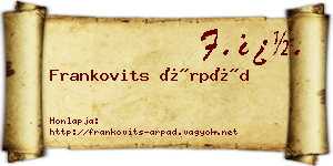 Frankovits Árpád névjegykártya